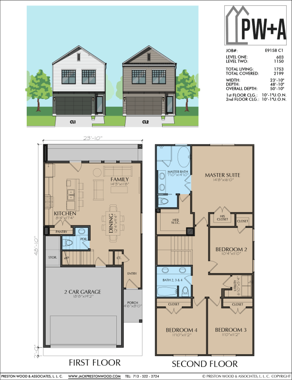 Two Story Townhome Plan E9158 C1