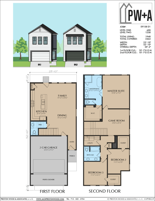 Two Story Townhome Plan E9158 D1
