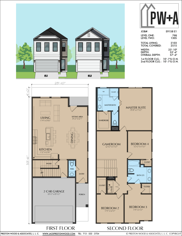 Two Story Townhome Plan E9158 E1
