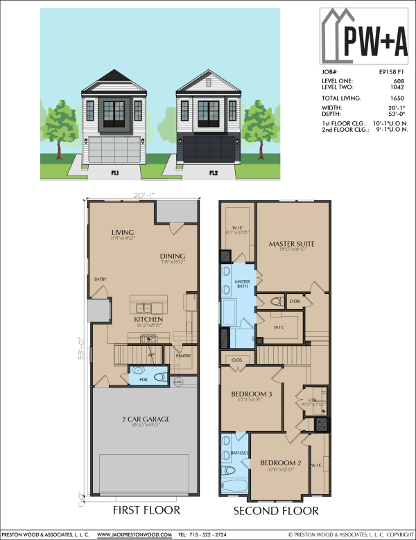 Two Story Townhome Plan E9158 F1