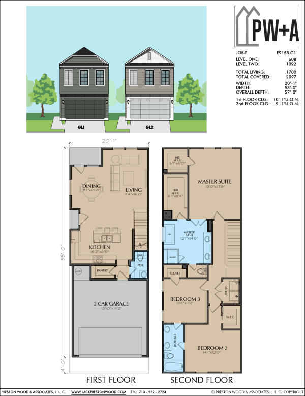 Two Story Townhome Plan E9158 G1