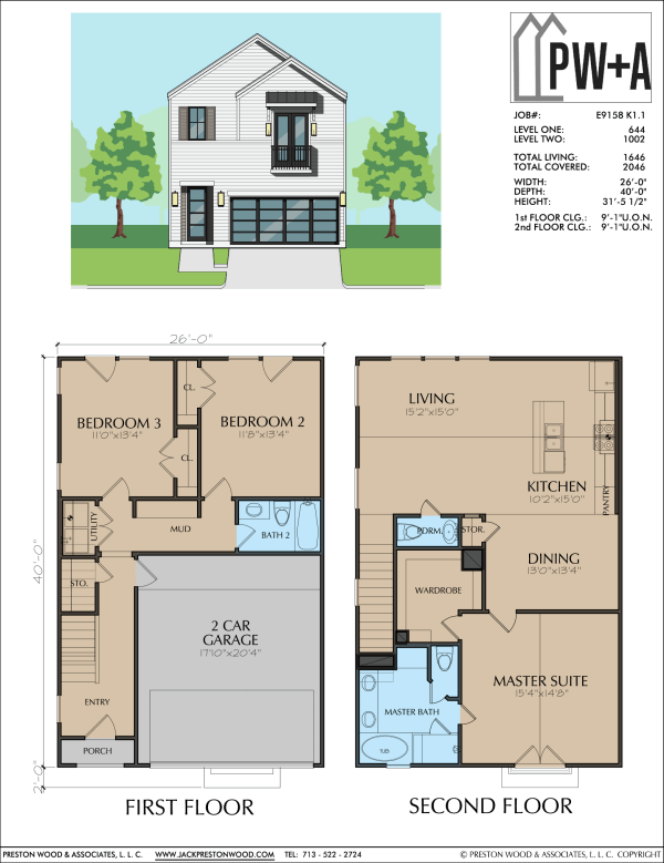 Two Story Townhome Plan E9158 K1.1