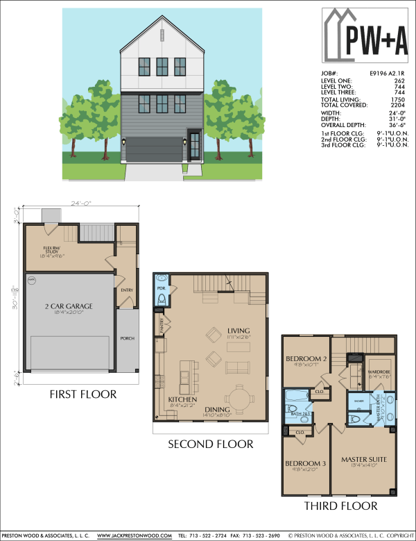 Three Story Townhome Plan E9196 A2