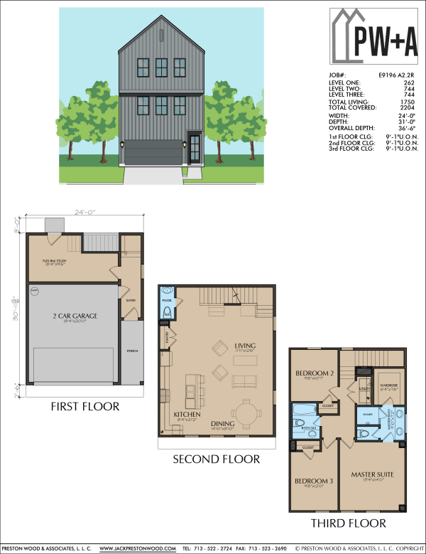 Three Story Townhome Plan E9196 A2