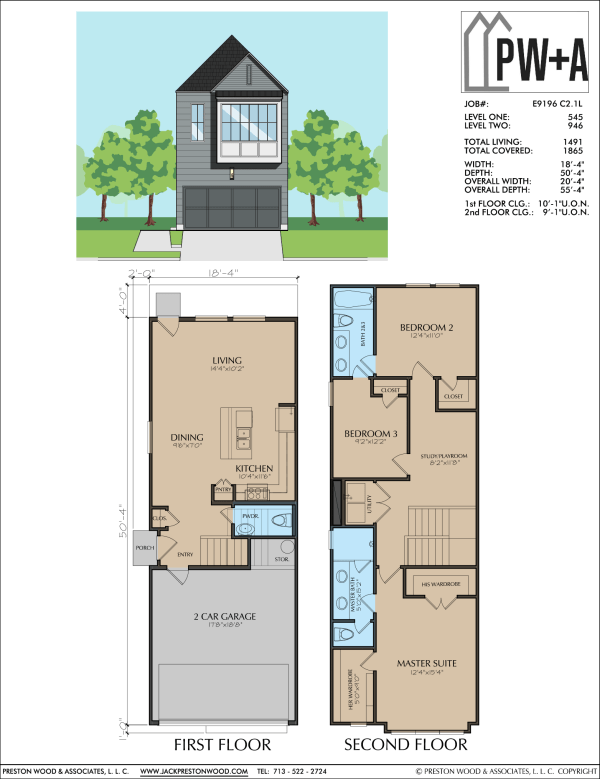 Two Story Townhome Plan E9196 C2