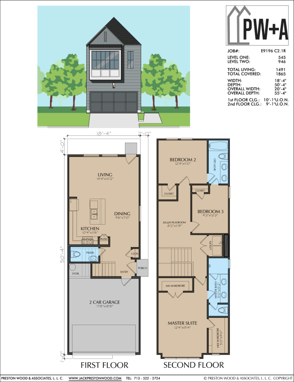Two Story Townhome Plan E9196 C2