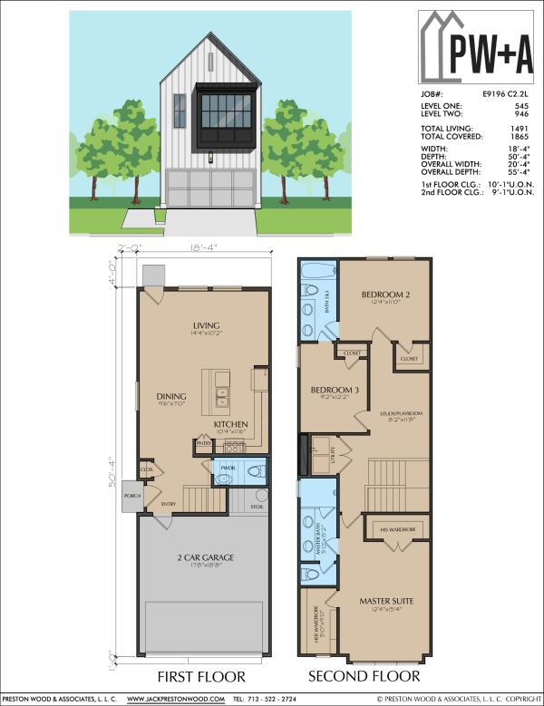 Two Story Townhome Plan E9196 C2