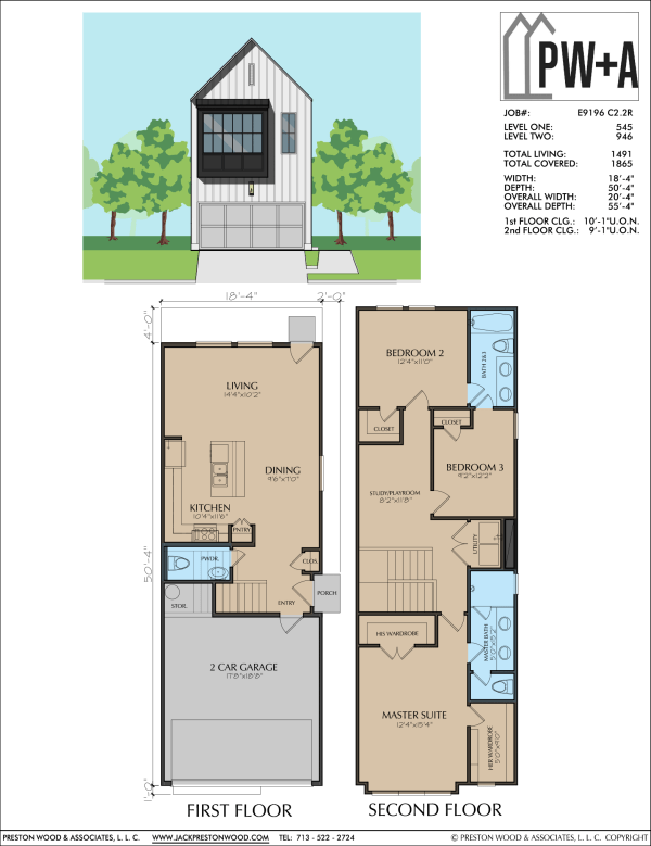 Two Story Townhome Plan E9196 C2
