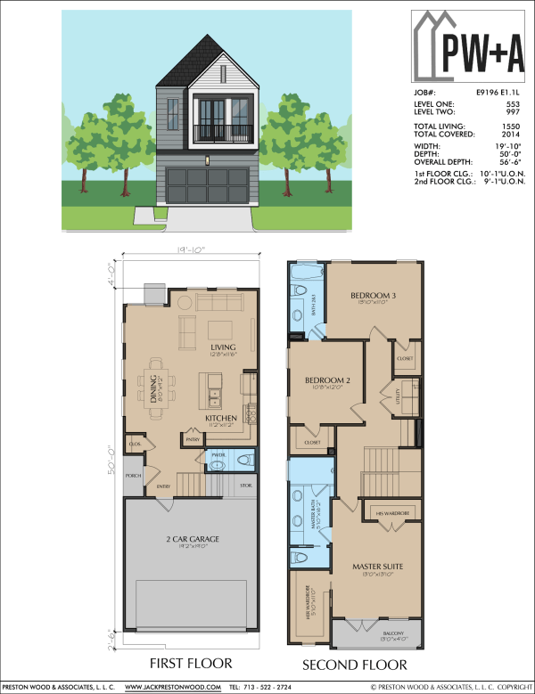 Two Story Townhome Plan E9196 E1
