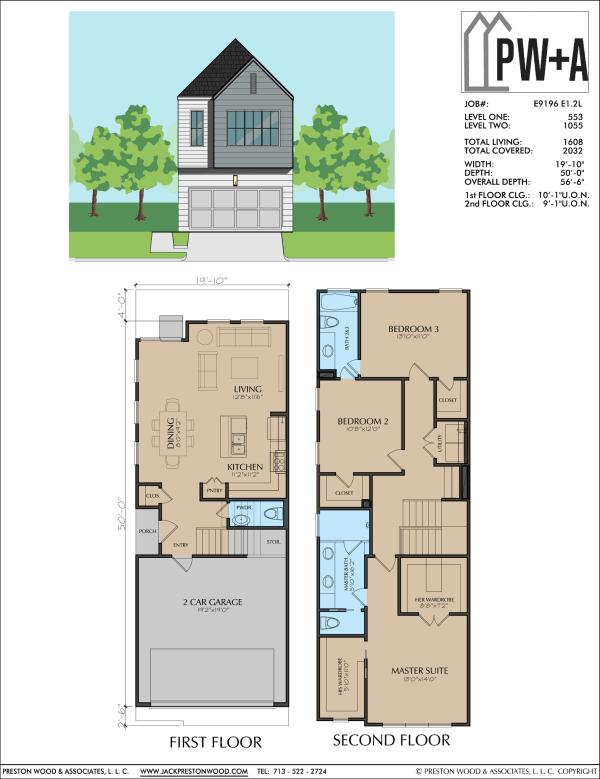 Two Story Townhome Plan E9196 E1