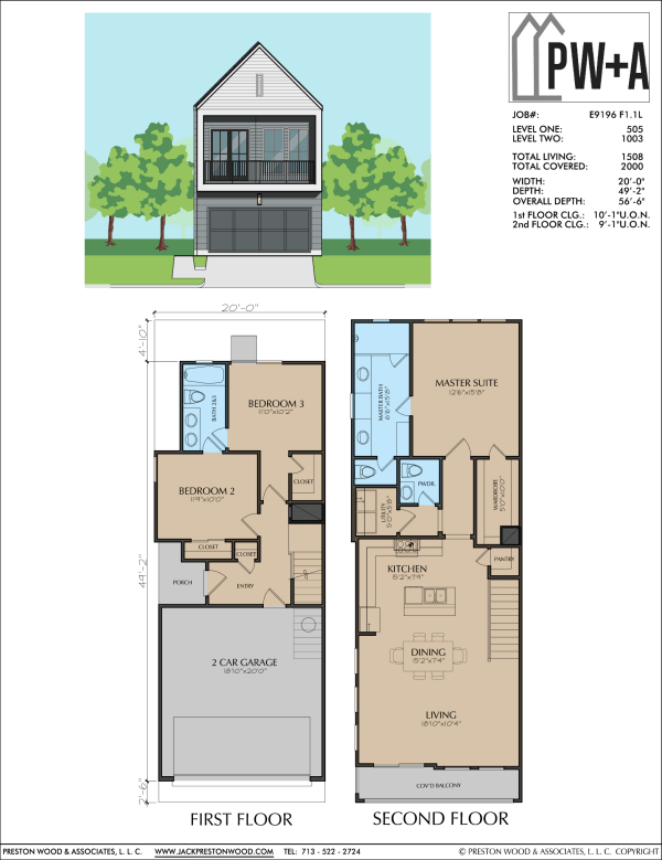 Two Story Townhome Plan E9196 F1