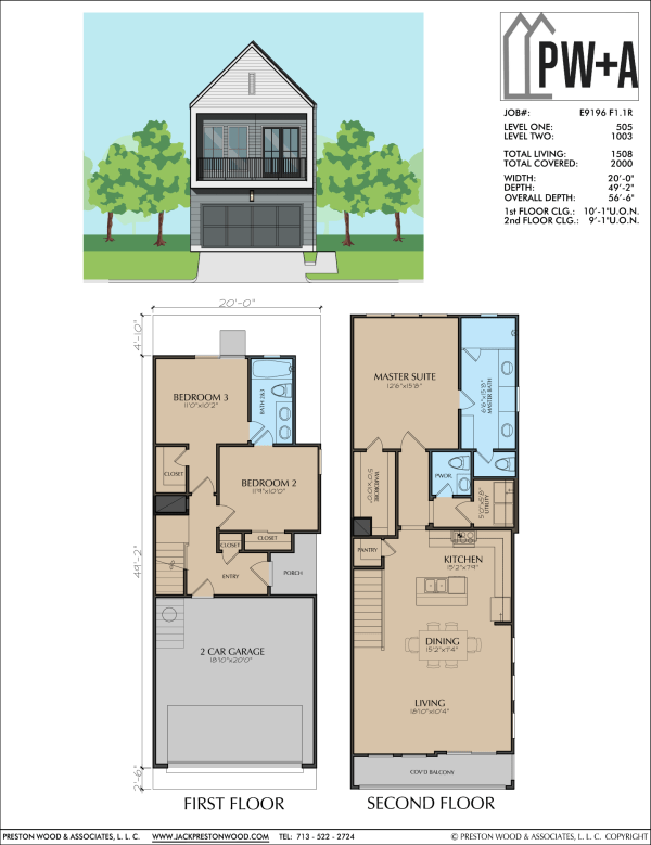 Two Story Townhome Plan E9196 F1