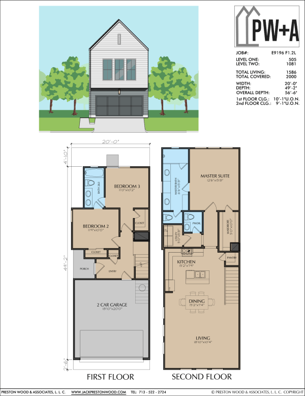 Two Story Townhome Plan E9196 F1