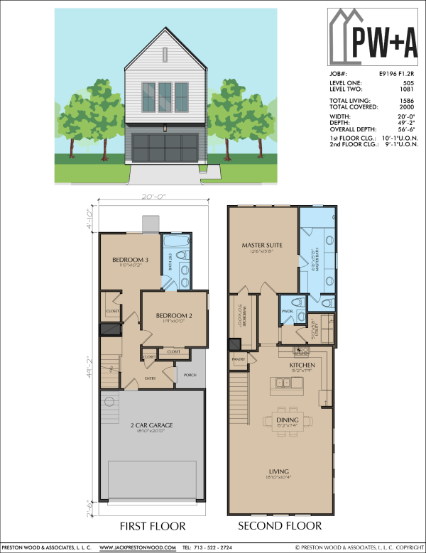 Two Story Townhome Plan E9196 F1