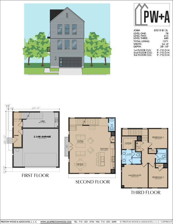 Three Story Townhome Plan E9219 B1