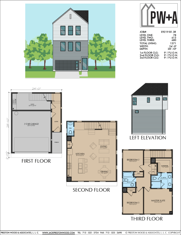 Three Story Townhome Plan E9219 B1