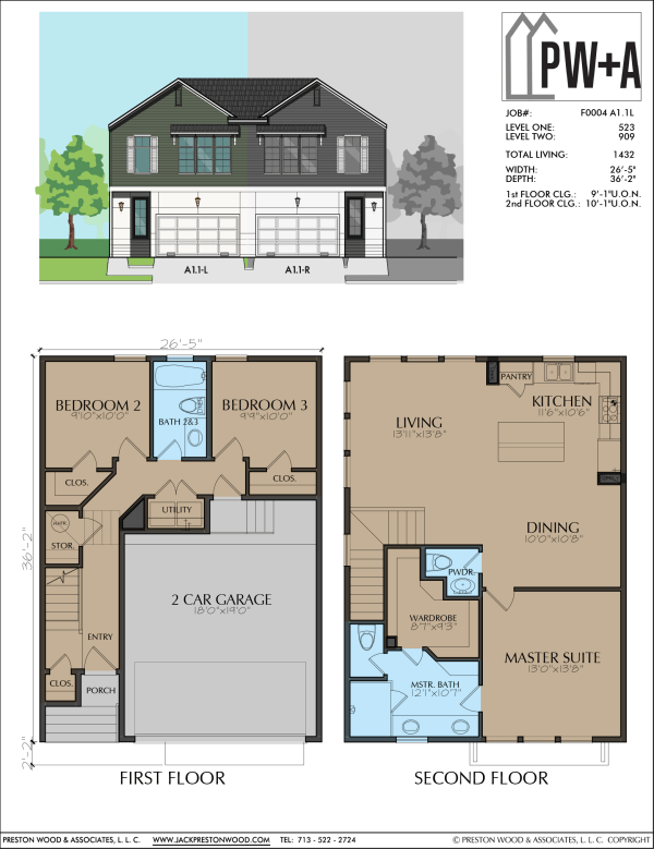Two Story Townhome Plan F0004 A1
