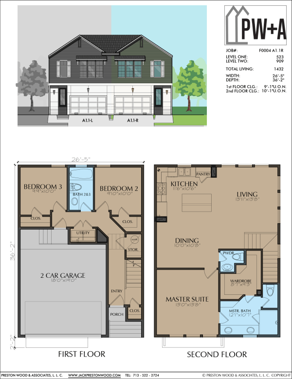 Two Story Townhome Plan F0004 A1