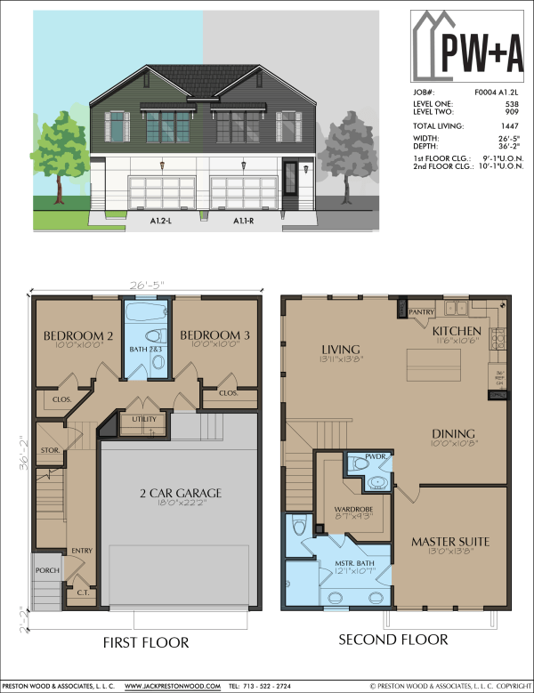 Two Story Townhome Plan F0004 A1