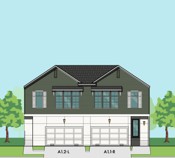 Two Story Duplex Townhome Plan F0004 A