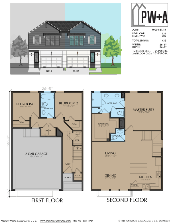 Two Story Townhome Plan F0004 B1