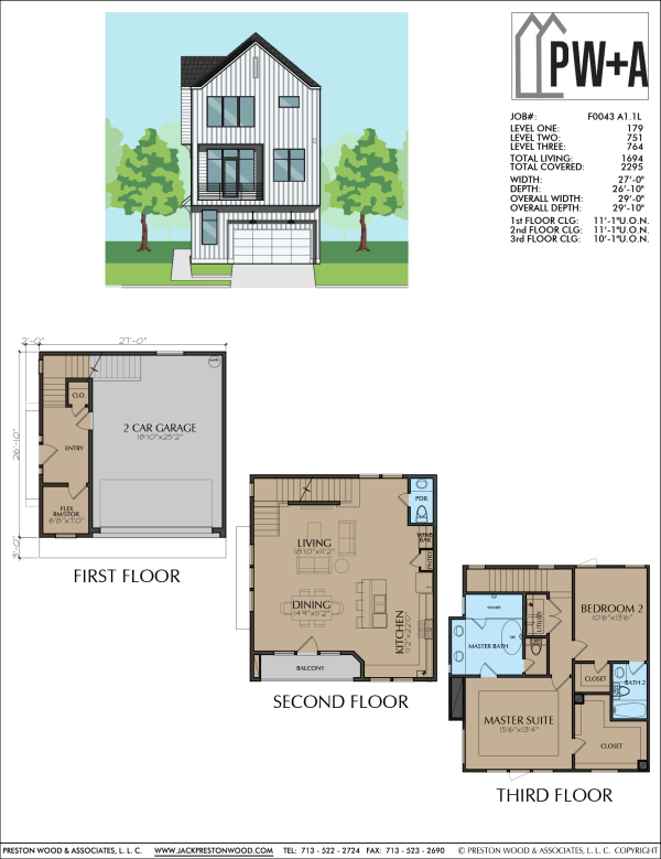 Three Story Townhome Plan F0043 A1.1