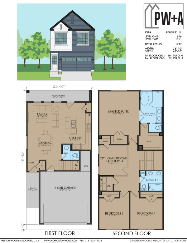 Two Story Townhome Plan F0069 B