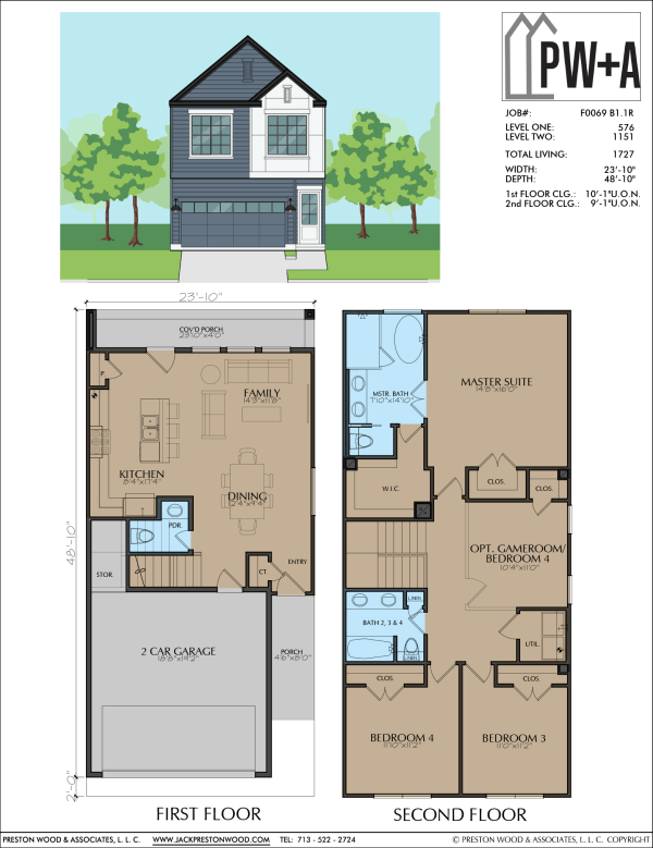 Two Story Townhome Plan F0069 B