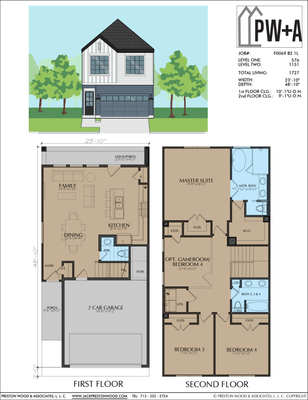 Two Story Townhome Plan F0069 B