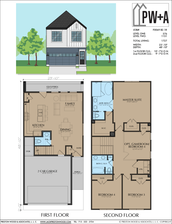 Two Story Townhome Plan F0069 B