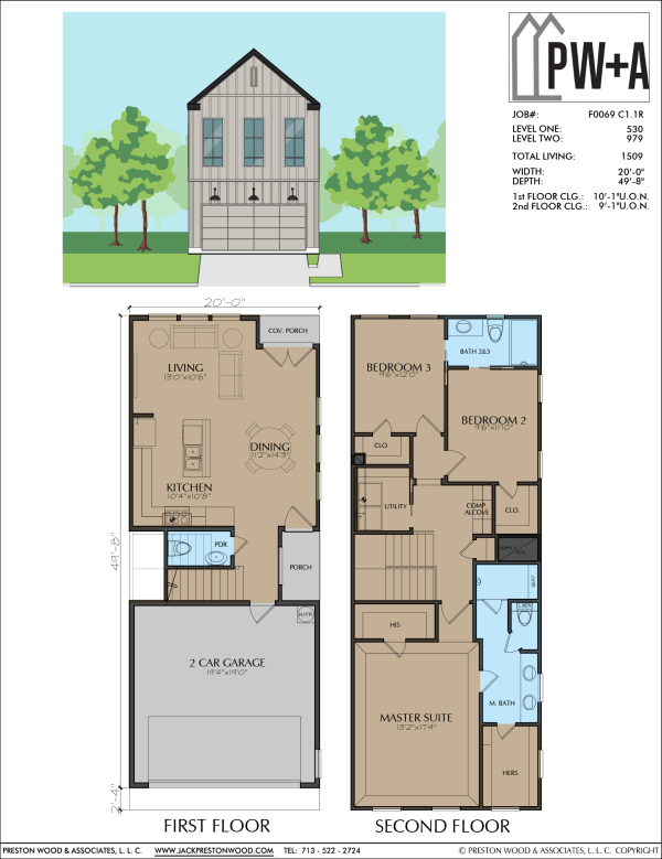 Two Story Townhome Plan F0069 C