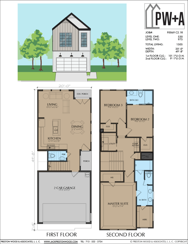Two Story Townhome Plan F0069 C