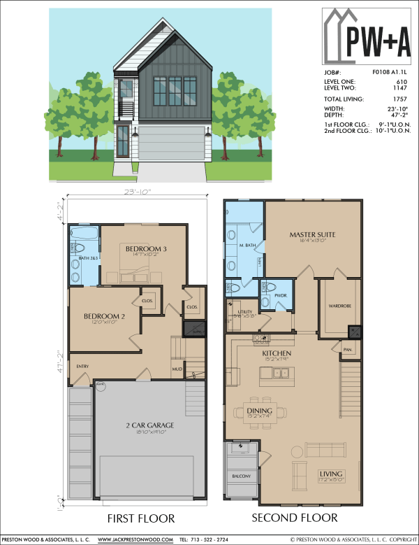 Two Story Townhome Plan F0108 A1