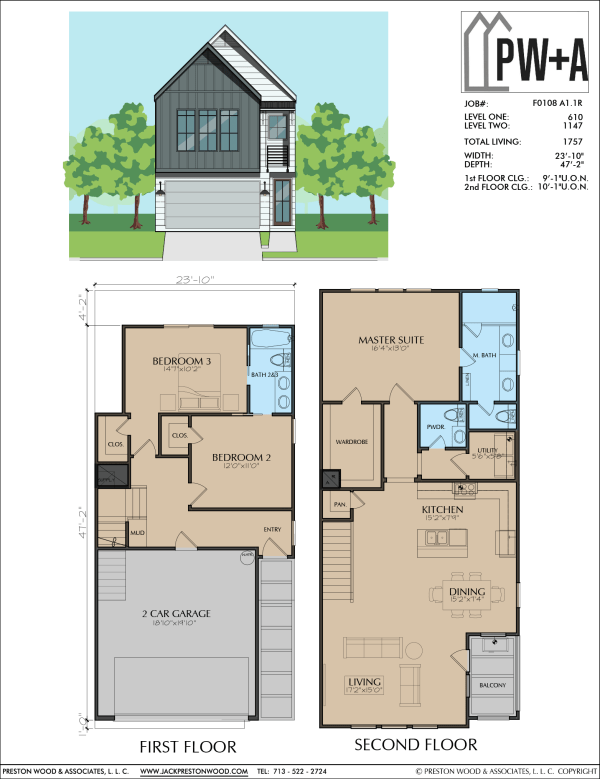 Two Story Townhome Plan F0108 A1