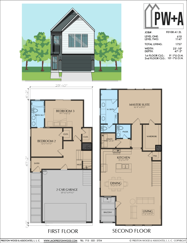 Two Story Townhome Plan F0108 A1