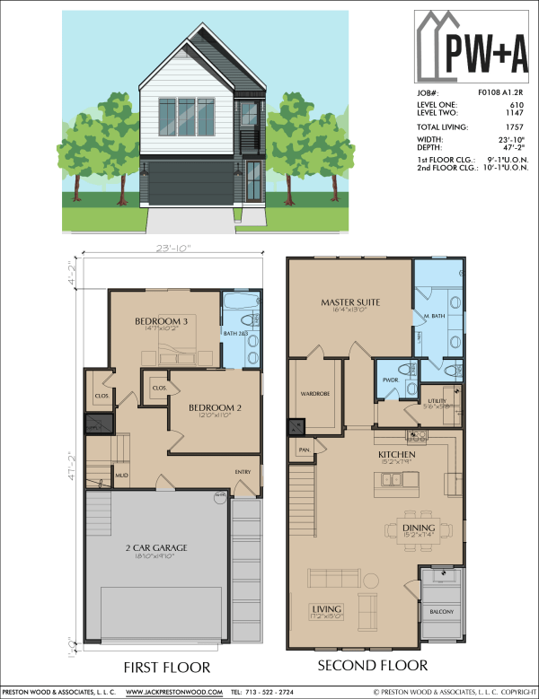Two Story Townhome Plan F0108 A1
