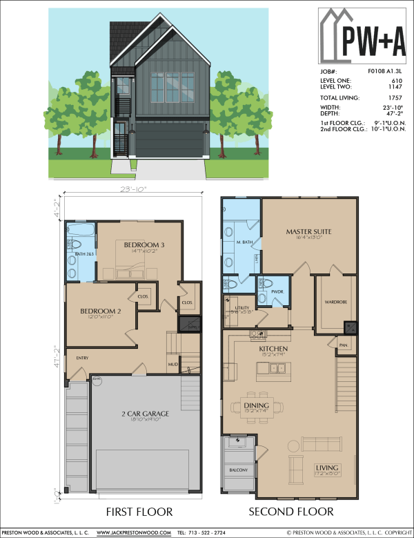Two Story Townhome Plan F0108 A1