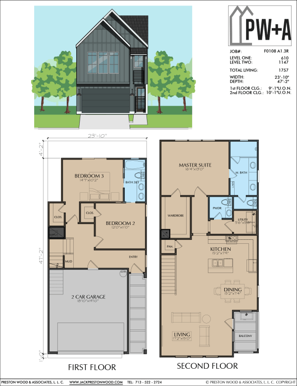 Two Story Townhome Plan F0108 A1
