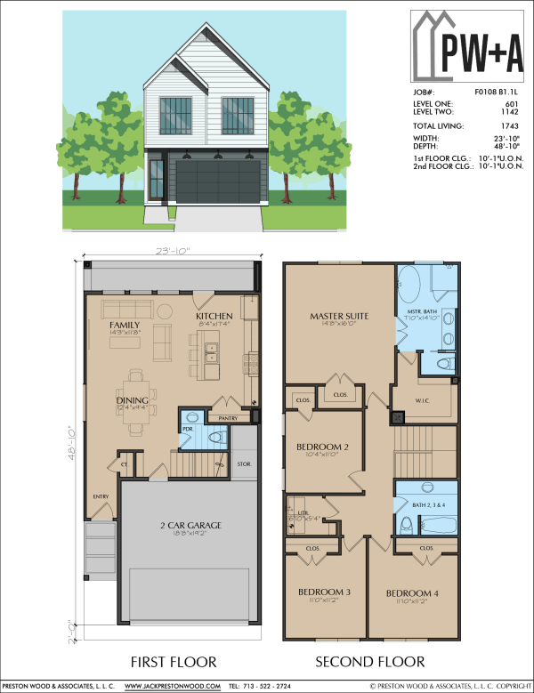 Two Story Townhome Plan F0108 B1