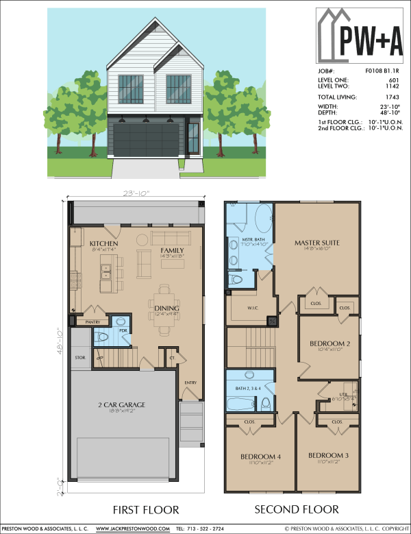 Two Story Townhome Plan F0108 B1