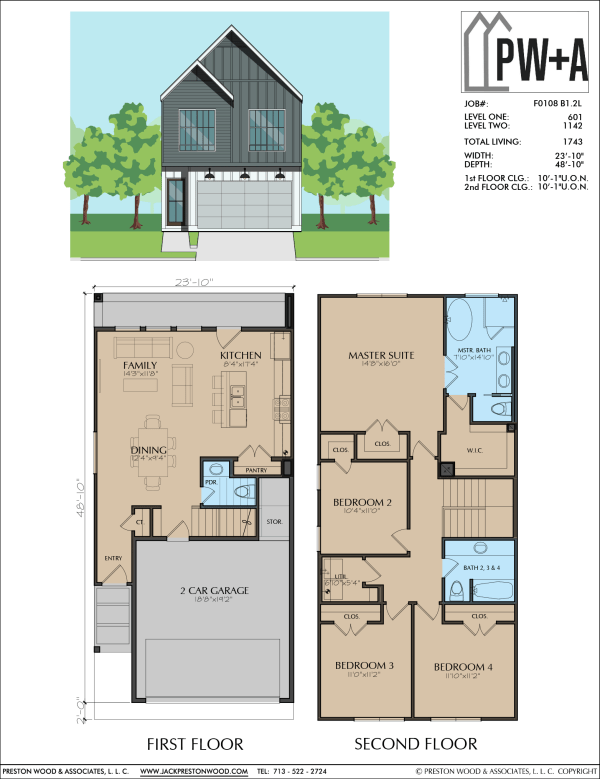 Two Story Townhome Plan F0108 B1