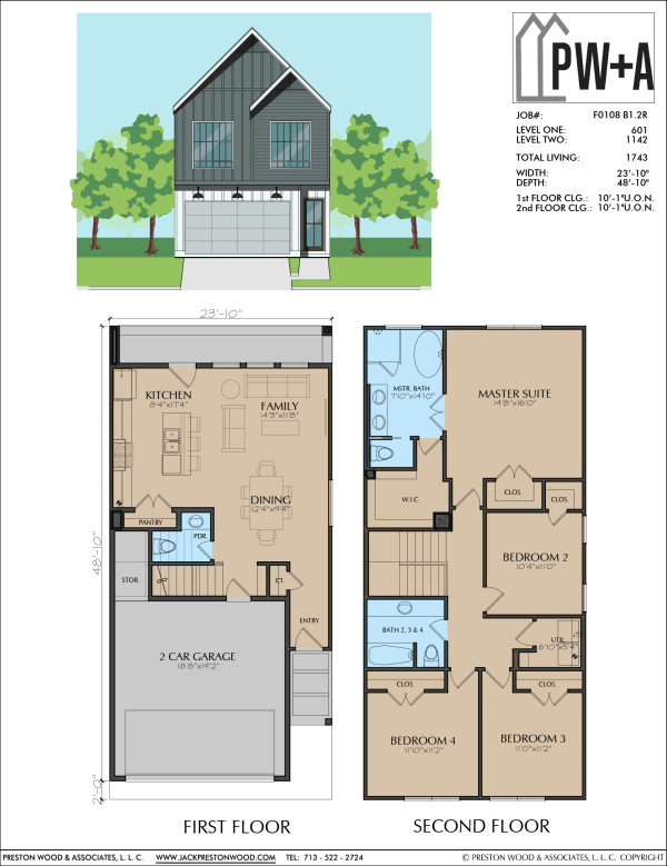 Two Story Townhome Plan F0108 B1