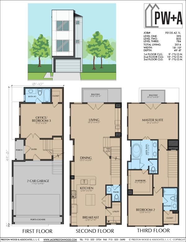 Three Story Townhome Plan F0135 A2.1