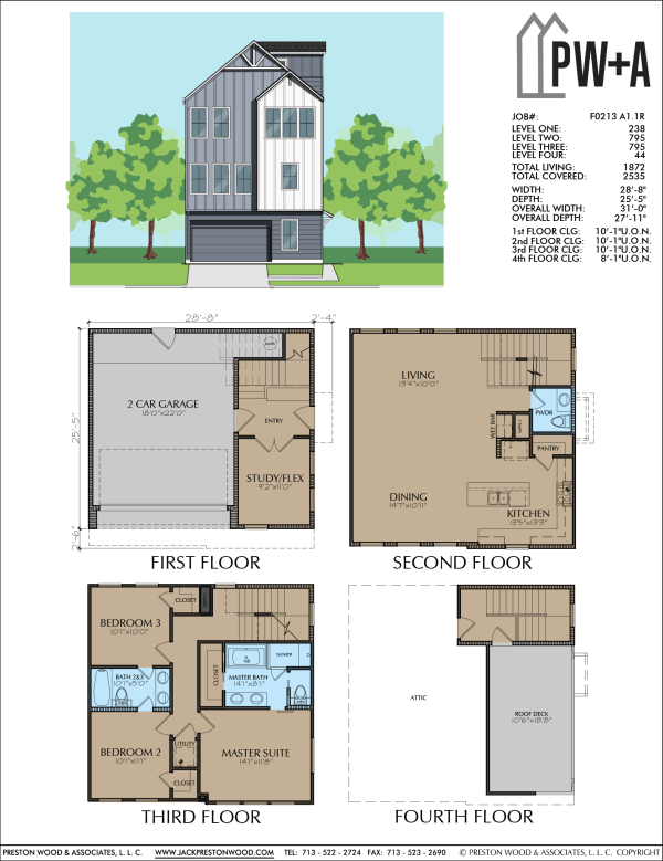 3 1/2 Story Townhome Plan F0213 A1.1