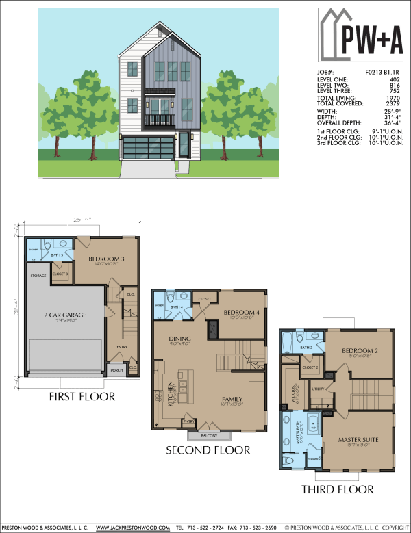 Three Story Townhome Plan F0213 B