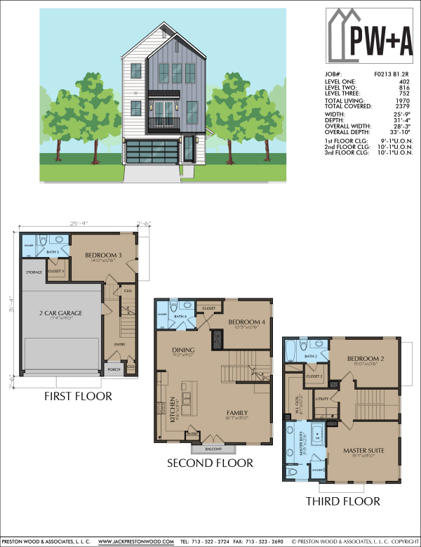 Three Story Townhome Plan F0213 B