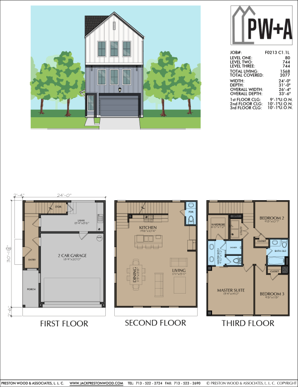 Three Story Townhome Plan F0213 C1