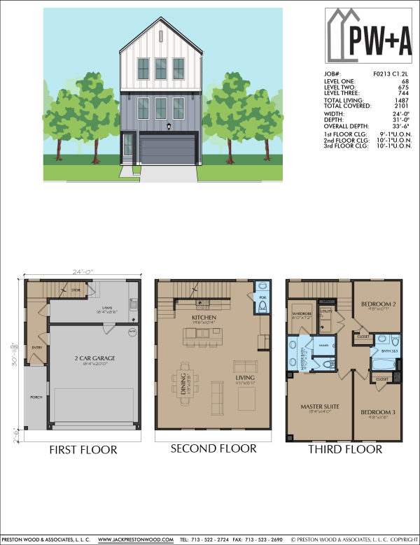 Three Story Townhome Plan F0213 C1