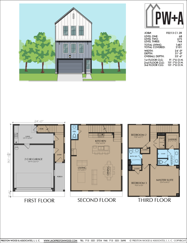Three Story Townhome Plan F0213 C1