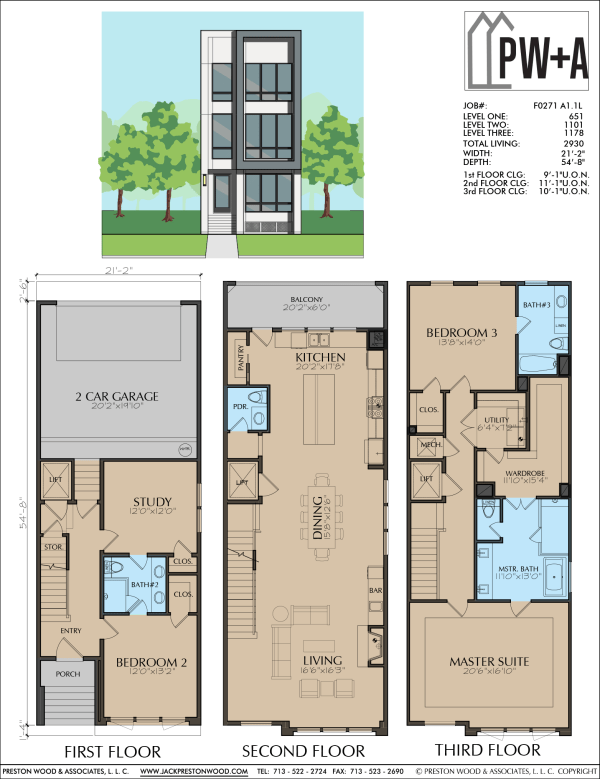 Three Story Townhome Plan F0271 A